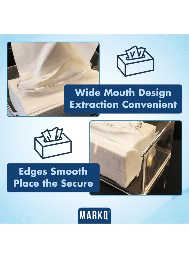 Meetion Acrylic Tissue Holder Box - Clear Rectangular Napkin Holder, Facial Tissue Dispenser, Tissue Box Holder for Home, Kitchen and Office Room, Pack of 2 - Image 5